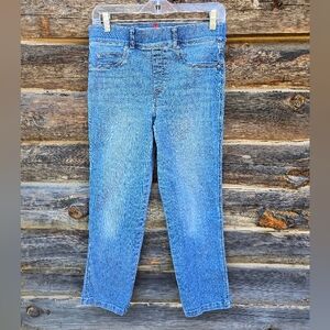 SPANX Light Blue Skinny Denim Jeans, Elastic Waistband, Size 8